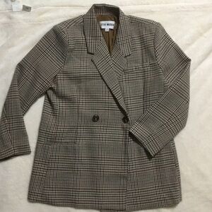 Steve Madden Checkered Blazer in Brown and Black